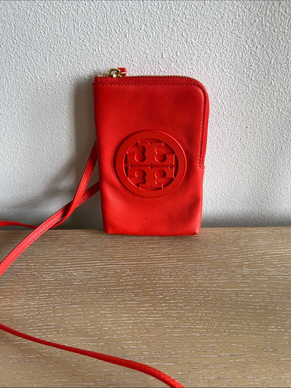 Tory Burch Vibrant Orange Logo Crossbody Phone Pouch